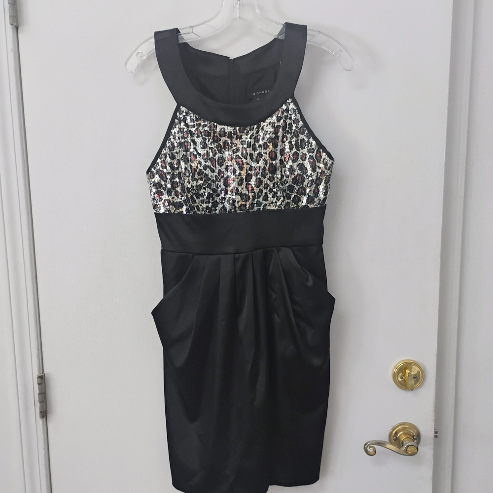 Express Black and Animal Print Mini Dress